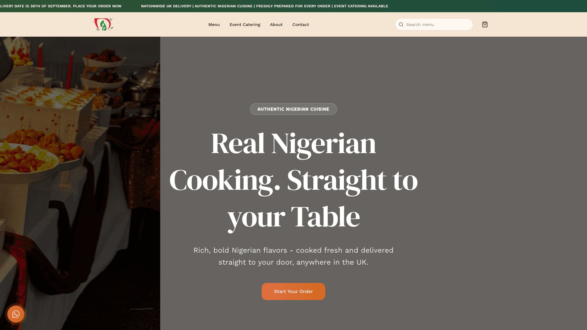 Simi’s Delight Catering interface