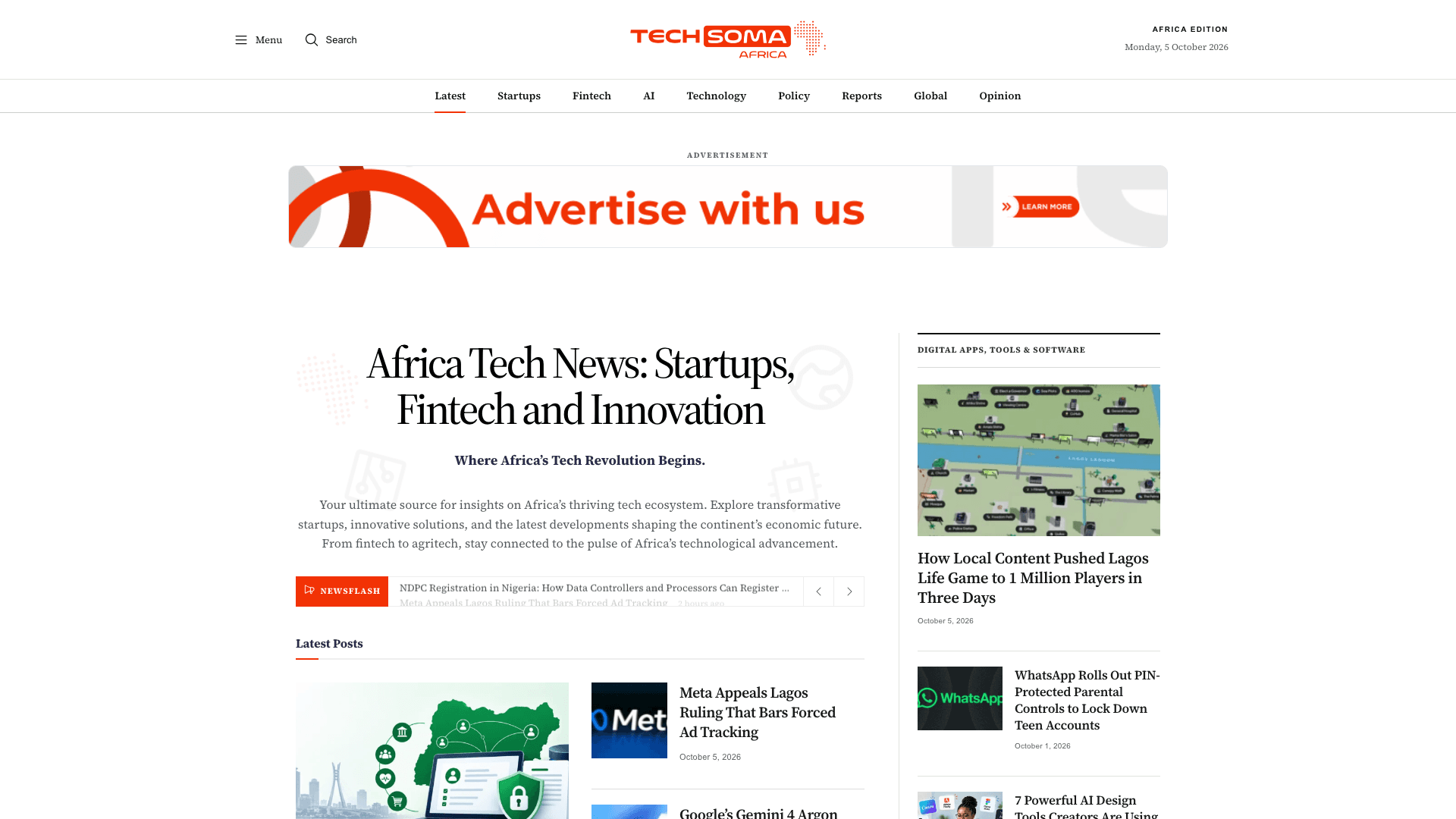 Techsoma Africa interface