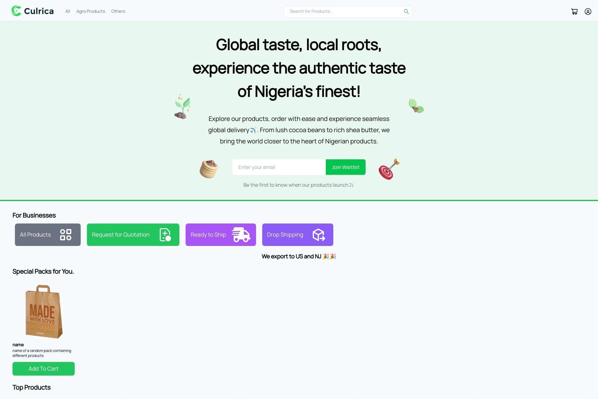 Culrica Nigerian farm produce marketplace